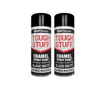 PNJB Tough Stuff Enamel Black Matt Spray Paint, Aerosol spray, Quick-drying, Excellent Coverage For Metal, Plastic, and wood, Lightweight & Portable, Versatile and Durable, 400ml, (2PCS)