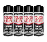 PNJB Tough Stuff Enamel Black Matt Spray Paint, Aerosol spray, Quick-drying, Excellent Coverage For Metal, Plastic, and wood, Lightweight & Portable, Versatile and Durable, 400ml, (4PCS)
