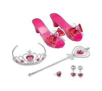 PNJB Toy Fashion Girls Shoes, Peach Heart Shoe, Earrings, Crown And Magic Wand And Ring, Role-Play Gift Set