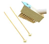 PNJB Wire Bristle Brush with Weed Sc-raper, Wooden Block & Long Handle, Durable Handle, Brass Bristles, Triangle Shaped, Perfect for Gardens, Driveways, and Outdoor Cleaning,120cm (2Pcs)