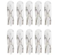 PNNNU 10Pcs W2W T5 12V 1.2W Car Halogen Lamp Instrument Lights Dashboard Bulb Auto Interior Light Car Styling,White