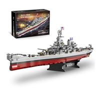 PNNP Military Battleship Building Block Set for Adults, 2228PCS Technic Missouri Class Warship Battle Ship with Stand, WW2 Large-Sized Warship Collectible Display Construction Model Kit