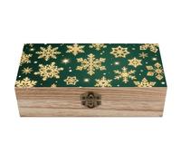 PNOMEDPKJ Christmas Snowflake Wooden Storage Box Large Keepsake Box with Hinged Lid Decorative Jewelry Chest Memory Treasure Photo Craft Letter Trinket Organizer Gift for Men Women