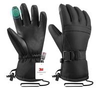 Pnosnesy Ski Gloves, Snow Gloves, Cold Weather Skiing & Snowboarding Waterproof Touchscreen Gloves, Unisex Fits Both Men & Women Child Kids With Wrist Strap