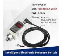 PNP NPN Intelligent Pressure Switch Digital Display Automatic Controller 600bar 4-20ma Oil Water Liquid Gas Pressure Switch(0-10 bar,2 PNP,NPT1-2)