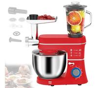 Pnpaea Stand Mixer 10L,Multifunctional Stand Mixer 1400W,with Blending Jug, Dough Hook, Whisk, Beater,Splash Guard,for Kitchen, Red