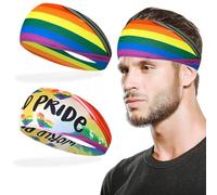 PNPGDYK 2 Pack Rainbow Pride Headbands for Adults Kids - Rainbow Flag Elastic Headwear Hair Accessories for Women Men, Sports Non-Slip Sweatband Head Wrap for LGBTQ Gay Pride Month Party Supplies