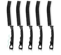PNPGDYK 5PCS Crevice Cleaning Brushes, Black, Nylon/Stainless Steel Bristles, Long Handle, Hard Bristles, For Bathroom, Kitchen Tiles, Faucets, Sink Drains, Ovens, Air Conditioner Filters