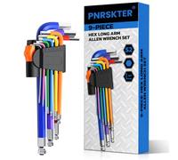 Pnrskter 9pc Allen Key Set 1.5-10mm Magnetic Hex Key Set for Bike | Ball+flat dual-head hex key set, S2 steel & heat-treated, 25° angled entry & colour-coded for bike/car/furniture DIY