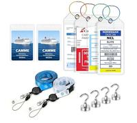 Pnrskter Cruise Essentials Set - 10-Piece Cruise Luggage Tag Set, Includes 2 Polyester Lanyards & 4 Magnetic Hooks