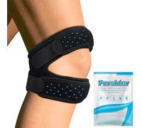 Pnrskter Knee Support for Men Women, Adjustable Knee Brace Kneecap, Dual Patellar Tendon Support Strap with Gel Pad for Arthritis, Running, Gym, Sports, Black, L Size