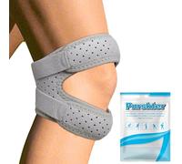Pnrskter Knee Support for Men Women, Adjustable Knee Brace Kneecap, Dual Patellar Tendon Support Strap with Gel Pad for Arthritis, Running, Gym, Sports, Grey, M Size