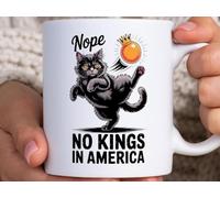PNSAXBD Funny Cat Mug, America Without a King, Statement of Resistance, Black Cat Kicks the Crown, Liberal Democrat Gift 11OZ
