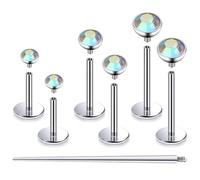 Pnsgisr F136 Titanium 20/18/16G Internally Threaded Flat Back Stud Earrings Nose Rings Lip Medusa Monroe Labret 6/8/10mm Short/Long Bar Piercing Jewelry with Taper for Women Men, 18g=1.0mm, Metal