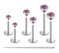 Pnsgisr F136 Titanium 20/18/16G Internally Threaded Flat Back Stud Earrings Nose Rings Lip Medusa Monroe Labret 6/8/10mm Short/Long Bar Piercing Jewelry with Taper for Women Men, 16g=1.2mm, Metal