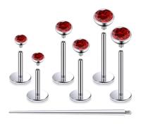 Pnsgisr F136 Titanium 20/18/16G Internally Threaded Flat Back Stud Earrings Nose Rings Lip Medusa Monroe Labret 6/8/10mm Short/Long Bar Piercing Jewelry with Taper for Women Men, 20g=0.8mm, Metal
