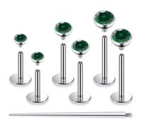 Pnsgisr F136 Titanium 20/18/16G Internally Threaded Flat Back Stud Earrings Nose Rings Lip Medusa Monroe Labret 6/8/10mm Short/Long Bar Piercing Jewelry with Taper for Women Men, 18g=1.0mm, Metal