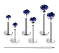 Pnsgisr F136 Titanium 20/18/16G Internally Threaded Flat Back Stud Earrings Nose Rings Lip Medusa Monroe Labret 6/8/10mm Short/Long Bar Piercing Jewelry with Taper for Women Men, 18g=1.0mm, Metal