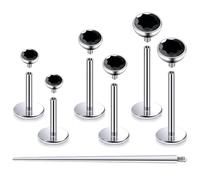 Pnsgisr F136 Titanium 20/18/16G Internally Threaded Flat Back Stud Earrings Nose Rings Lip Medusa Monroe Labret 6/8/10mm Short/Long Bar Piercing Jewelry with Taper for Women Men, 20g=0.8mm, Metal
