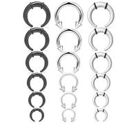 Pnsgisr Septum Stretching Kit 14g 12g 10g 8g 6g 4g Black Horseshoe Pincher Piercing Jewelry 14 12 10 8 6 4 Gauge 10mm Stretched Metal Horse Shoe Nose Ring Taper Surgical Stainless Steel for Women Men