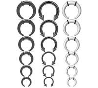 Pnsgisr Septum Stretching Kit 14g 12g 10g 8g 6g 4g Black Horseshoe Pincher Piercing Jewelry 14 12 10 8 6 4 Gauge 10mm Stretched Metal Horse Shoe Nose Ring Taper Surgical Stainless Steel for Women Men