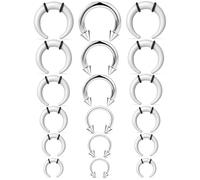 Pnsgisr Septum Stretching Kit 14g 12g 10g 8g 6g 4g White Horseshoe Pincher Piercing Jewelry 14 12 10 8 6 4 Gauge 10mm Stretched Metal Horse Shoe Nose Ring Taper Surgical Stainless Steel for Women Men