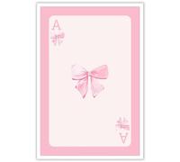 Pnsoien Trendy Ace Card Posters Preppy Coquette Room Casino Theme Party Poker Art Cute Girly Pink Bow Watercolor Playing Card Prints For Home Bedroom College Apartment Wall Decor 12x16in Unframed
