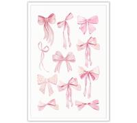 Pnsoien Trendy Pink Bow Ties Posters Preppy Chinoiserie Coquette Room Party Art Cute Girly Grand Millenial Watercolor Pink Bowknot Prints For Home Bedroom College Apartment Wall Decor 12x16in Unframed