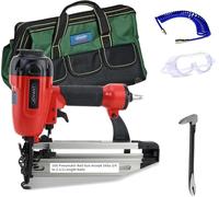 Pnumatic Finish Nailer,16Gauge Nail Gun Acepts 3/4 Inch up to 2-1/2 Inch Finish Nails.Brad Nailer Gun Can Hit Hardwood Ideal for Upholstery (Include 6m Air Tube,1*Nail Puller & Portable Bag)