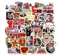 Pnuokn 50Pcs Soviet Union CCCP Socialism Stickers For Water Bottle Cup Laptop Guitar Car Motorcycle Bike Skateboard Luggage Box Luggage Stickers For Suitcases Travel Waterproof Vintage Funny
