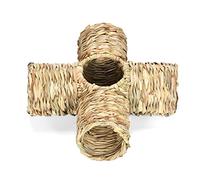 Pnuokn Grass House For Rabbits Chew Toys Natural Straw Woven Tunnel Tube Nest For Hamsters Chinchillas Small Animals Hamster Grass House Grass Tunnel Edible Hand Made Natural Grass