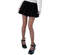 Pnuokn Tights, Women Aesthetic Patterned Sheer Silky Tights Stockings Punk Asymmetrical Horizontal Striped Pantyhose Leggings Hosiery