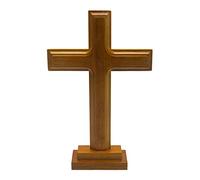 Pnuokn Wooden Standing Cross Decor Altar Table Cross With Stand Double-Sided Display For Home Chapel Church Decor