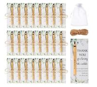 PnxdeobXL 24 Piece Lucky Pen Set with Wooden Ballpoint Pens, Engraving, Lucky Cards, Organza Bags & 5m Raffia Cord - Perfect for Gifts on All Occasions