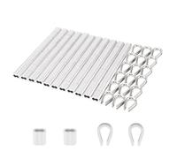 PNXKTXO M3 1/8inch 100Pcs Aluminum Crimping Loop Sleeves Cable Crimps+ 20Pcs M3 Stainless Steel Thimbles Rigging, Widely Use Cable Ferrule Kit for Wire Rope