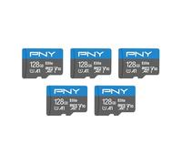 PNY 128GB Elite Mobile Accessories Class 10 U1 V10, A1 microSDXC Flash Memory Card for Mobile Devices - 100MB/s, Full HD, UHS-I, micro SD 5-Pack