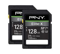PNY 128GB Elite-X Class 10 U3 V30 SDXC Flash Memory Card - 100MB/s, 4K UHD, HD, UHS-I, Full Size SD (Pack of 2)