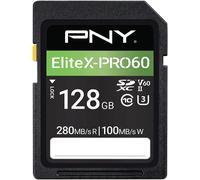 PNY 128GB EliteX-PRO60 Class 10 U3 V60 UHS-II SDXC Flash Memory Card