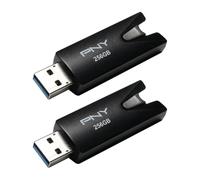 PNY 256GB Elite USB 3.2 Flash Drive 2-Pack | Up to 100MB/s Read, 10x Faster, Type-A, Sliding Collar, Cap-less Design, Durable & Lightweight, Store Photos, Videos, & More