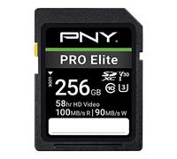 PNY 256GB PRO Elite Class 10 U3 V30 SDXC Flash Memory Card - 100MB/s, Class 10, U3, V30, 4K UHD, Full HD, UHS-I, Full Size SD