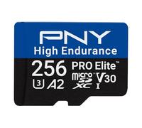 PNY 256GB PRO Elite™ High Endurance C10 U3 V30 A2 microSDXC Flash Memory Card - Up to 100/90MB/s Read/Write, 4K UHD, Full HD, UHS-I, Surveillance, Home Security, Continuous Recording, Dash Cam