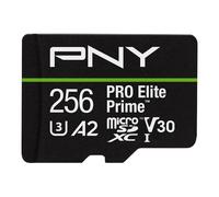 PNY 256GB PRO Elite Prime Class 10 U3 V30 A2 microSDXC Flash Memory Card + SD adapter - up to 200MB/s, Class 10, U3, V30, A2, 4K UHD, Full HD, UHS-I