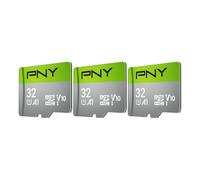 PNY 32GB Class 10 U1 V10 A1 microSDHC™ Flash Memory Card - Quick Read Speeds, UHS-I, Continuous Full HD Photo, HD Video, Fast Everyday Performance, for Tablets, Drones, Cameras, 3-Pack