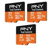 PNY 32GB Elite Class 10 U1 V10 A1 microSDHC Trail Camera Flash Memory Card - Read Up to 100MB/s, UHS-I, HD Photo & Video, Outdoor Camera, Tactile Use, Wildlife Enthusiasts, 3-Pack