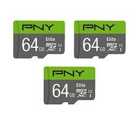 PNY 64GB Elite Class 10 U1 microSDXC Flash Memory Card - 100MB/s, Class 10, U1, Full HD, UHS-I, Micro SD (Pack of 3)