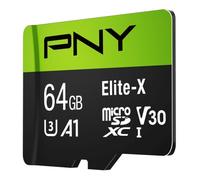 PNY 64GB Elite-X Class 10 U3 V30 A1 microSDXC Flash Memory Card | up to 100MB/s Read, UHS-I, 4K UHD, Full HD, Smartphones, Tablets, Drones, Surveillance Cameras, Video Cameras, Computers