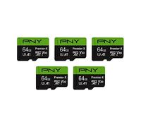 PNY 64GB Premier-X C10 U3 V30 A1 microSDXC Flash Memory Card 5-Pack, UHS-I | Up to 100MB/s Read, 4K UHD, Full HD, Smooth Content Capture, For Smartphones, Tablets, Drones, Video Cameras, Computers