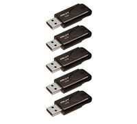 PNY Attaché 4 Flash Drives USB 2.0 with Sliding Capless Design, Black, 5x32GB