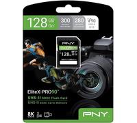 PNY EliteX-PRO90 128GB SDXC UHS-II V90 U3 300/280MB/s 8K Video Memory Card