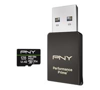 PNY Kit microSDXC/microSD Reader/SD adapter, 128GB PRO Elite Prime Class 10 U3 V30 A2 microSDXC Flash card, up to 200MB/s, 4K UHD